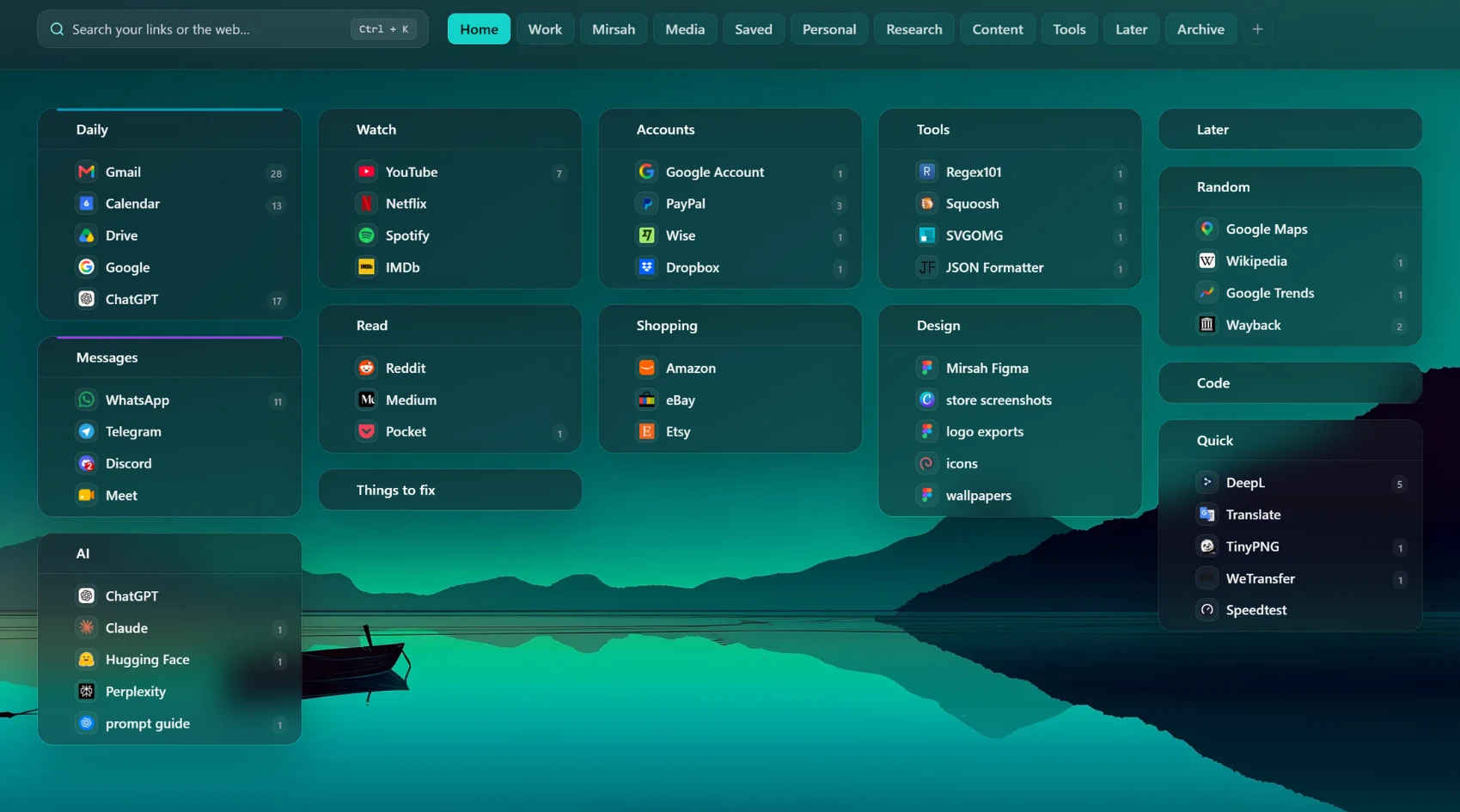 Mirsah visual bookmark workspace preview